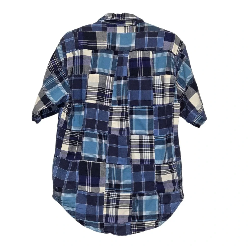 Ralph Lauren Boys Patchwork Plaid Button Down Shirt Size 6 Blue Preppy Americana